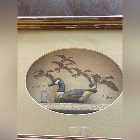 Chris Leiter Carved Wood Duck Decoy Signed & Numbered Shadowbox Art - Picture 6 of 14